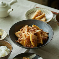 ふわっとを使ったたけのこの直がつお煮