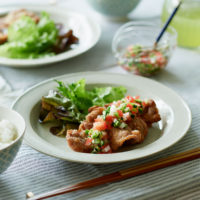 揚げ豚の夏野菜倖ぽん酢ソース